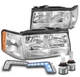 For 97 98 99 Cadillac DeVille Chrome Headlight Headlamp+Bumper Blue DRL+LED Bulb