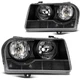 Headlights Assembly Pair For Chrysler 300 2005 2006 2007-2010 Black Housing