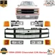 Front Grille + Headlights & Side Marker Lamps For 1994-2000 Chevrolet C/K-Series