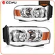 For 2002-2005 Dodge Ram 1500 Pickup Chrome Housing Headlights w/LED DRL Pair