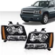 Fit For 2007-2014 Chevy Avalanche Tahoe Suburban Amber Corner Black Headlights