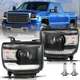 For 14-18 GMC Sierra 1500 2500HD Halogen W/LED DRL Black Clear Headlights Pair