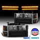 Fits 94-98 Chevy C10 C/K Tahoe Suburban Black Headlights Corner LED Bumper Lamps