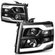 [Dual LED DRL]Fit 07-14 Chevy Silverado Black Housing Projector Headlight