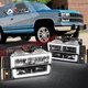 Square Box Style LED DRL Black Headlight+Bumper Lamp for GMC C/K Truck 1994-2000