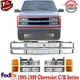 Front Grille Chrome + Reflector + Head + Signal Lamp For 1995-1999 Chevrolet C/K