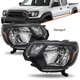 For 2012-2015 Toyota Tacoma TRD Pair Black Amber Corner Lamp Headlights Assembly