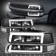 [C-LED DRL] For 99-06 Chevy Silverado Suburban 1500 2500 Headlight+Bumper Lamps