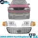 Front Upper Grille + Headlight + Signal lamp LH & RH Side For Explorer 2002-2004