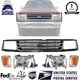 Grille Silver Gray Headlight Signal Light 5pcs Fits 1993-1998 Toyota T100 Pickup