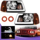 Black Headlights [LED Bar] For 01-11 Ford Ranger Pickup Truck LED Running Light 