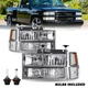 For 94-98 Chevy Silverado Tahoe C10 C/K 1500 2500 3500 Chrome Headlights w/Bulbs