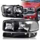 For 1999-2006 GMC Sierra 1500 2500 Black Headlights+Bumper W/Clear Reflector 4PC