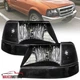 Black Headlights+Corner Signal Lamps Fits 1998 1999 2000 Ford Ranger L+R 98-00