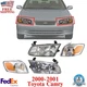 Set of 4 Headlights Assembly Halogen & Corner Lights For 2000-2001 Toyota Camry
