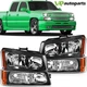 For Chevy Avalanche Silverado 2003-2006 Headlights Assembly Pair Black Housing