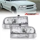 Pair Chrome Headlights Bumper Lamps For 1998-2004 Chevy S10 Pickup Blazer