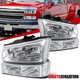 Fit 2003-2006 Chevy Silverado Avalanche Headlights+Bumper Parking Signal Lamps