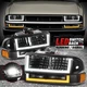 [Switchback U-LED DRL Signal] For 98-04 Chevy Blazer S10 Headlights Black/Amber