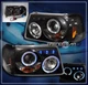 2001-2011 FORD RANGER DUAL HALO LED PROJECTOR HEADLIGHTS LAMP BLACK PICKUP TRUCK