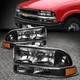 For 98-04 Chevy S10 Pickup Blazer Black/Amber Corner Headlight Bumper Head Lamp