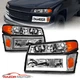 [LED C Bar]2004-2012 Fit Chevy Colorado/Canyon Chrome Headlights Parking Signal