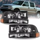 For 98-04 Chevy S10 Pickup Blazer Black/Amber Corner Headlight Bumper Head Lamp