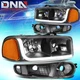 FOR 01-07 GMC SIERRA YUKON DENALI LED DRL HEADLIGHT BUMPER LAMPS BLACK/AMBER