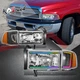 Chrome/Amber RGB LED Light Bar Headlight for Dodge Ram 1500 2500 3500 1994-2002