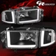 PAIR BLACK CLEAR SIDE LED DRL BAR HEADLIGHT FOR 1994-2002 DODGE RAM 1500-3500