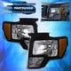 For 09-14 Ford F150 Pickup Black Amber Corner Driving Headlights Lamps Assembly