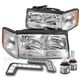 For 97 98 99 Cadillac DeVille Replacement Chrome Headlight w/Bumper DRL+LED Bulb