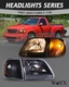 Black Headlights For 1997-2003 Ford F-150/97-99 F-250 LightDuty/97-02 Expedition