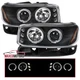 Black Projector Headlights Fits 1999-2006 GMC Sierra 2000-2006 Yukon Bumper Lamp
