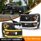 For 07-13 Chevy Silverado 1500 2500 3500HD LED Projector Headlights Black w/DRL For 07-13 Chevy Silverado 1500 2500 3500HD LED Projector Headlights Black w/DRL