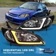 For 04-05 Honda Civic 2/4DR Replacement Sequential LED DRL Headlights Lamp Black