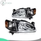 For 1998-2000 Toyota For Corolla Headlights Assembly Black Housing Left+RH Pair