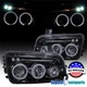 Fits 2006-2010 Dodge Charger LED Halo Smoke Projector Headlights Glossy Black