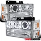 Fit 1994-1998 GMC C/K 1500 2500 Sierra LED Halo Projector Headlights+Corner Lamp