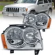 Pair Chrome Front Lamps Headlights Assembly For 2005-2007 Jeep Grand Cherokee