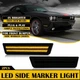 For 2008-2014 Dodge Challenger SMOKE Front Side Marker Lamp LED Strip Bumper SET