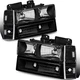  Headlight Assembly Compatible for Chevy C/K 1500 2500 3500 Black/Clear/Clear