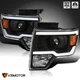 Black Fits 2009-2014 Ford F150 LED Strip Tube Projector Headlights Headlamps