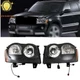 Headlights Halogen Black For 2005 2006 2007 Jeep Grand Cherokee LH+RH Headlamps