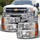 For 2007-2014 Chevy Silverado 1500 2500HD 3500HD Headlights Chrome Housing Pair For 2007-2014 Chevy Silverado 1500 2500HD 3500HD Headlights Chrome Housing Pair