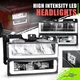 LED Headlight+Signal Lamps w/ U-Style DRL for Chevy GMC C/K 88-00 Black L+R