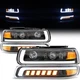 FULL LED Projector Headlights with Turn Signal For 99-02 Chevy Silverado DOT