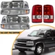 For 2000-2006 Chevy Suburban Tahoe Headlight W/Bumper Lamp+RED Tail Lights 6PCS