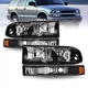 For 1998-2005 CHEVY S10/BLAZER Black Amber Corner Headlights Bumper Headlamps