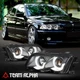 Fits 1999-2001 BMW E46 3-Series{DUAL 3D LED HALO}Black Projector Headlight Lamp